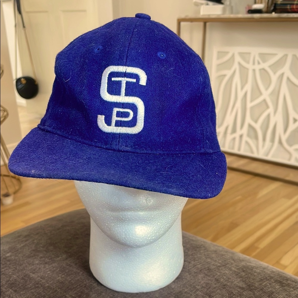 Ebbets Field Blue Baseball Cap with White Logo.  St. Paul Saints